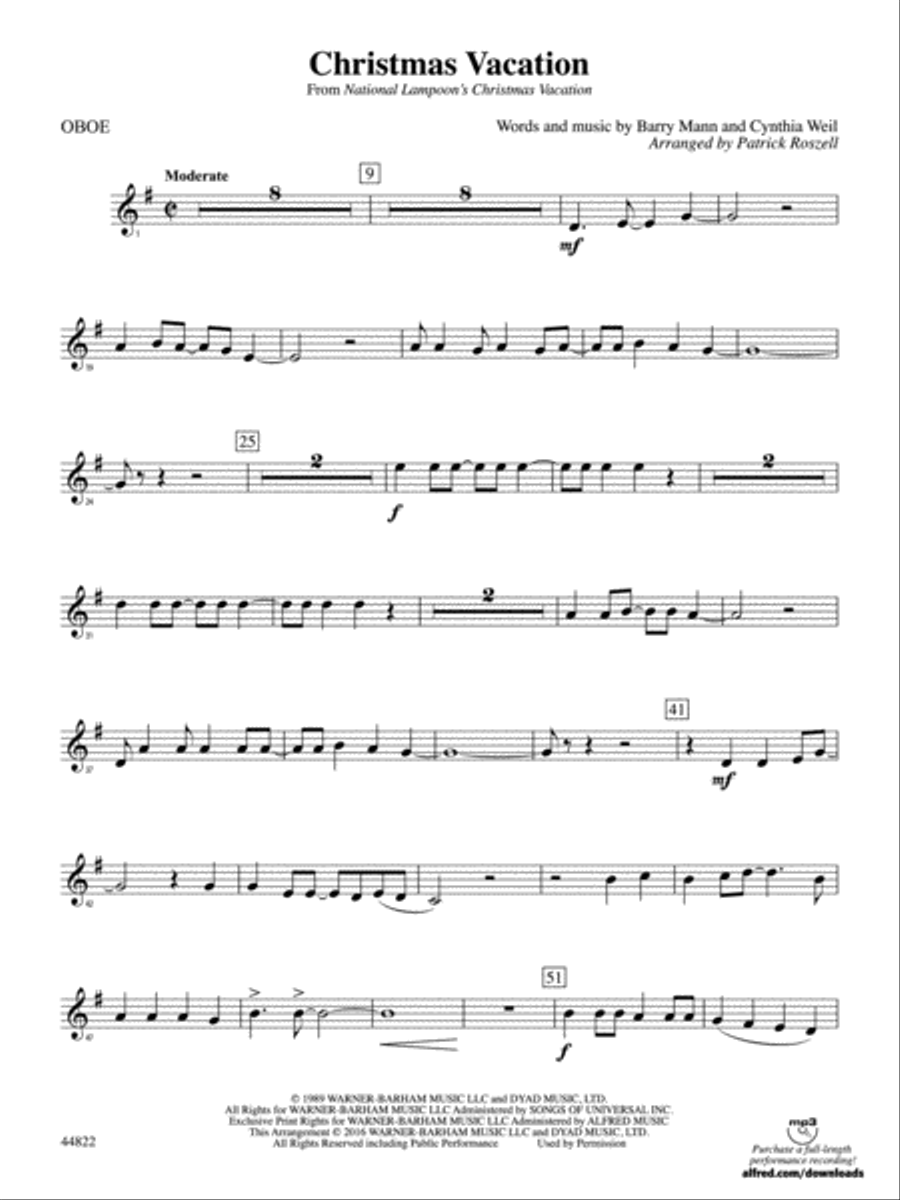 Christmas Vacation: Oboe Full Orchestra scores gallery preview page 1