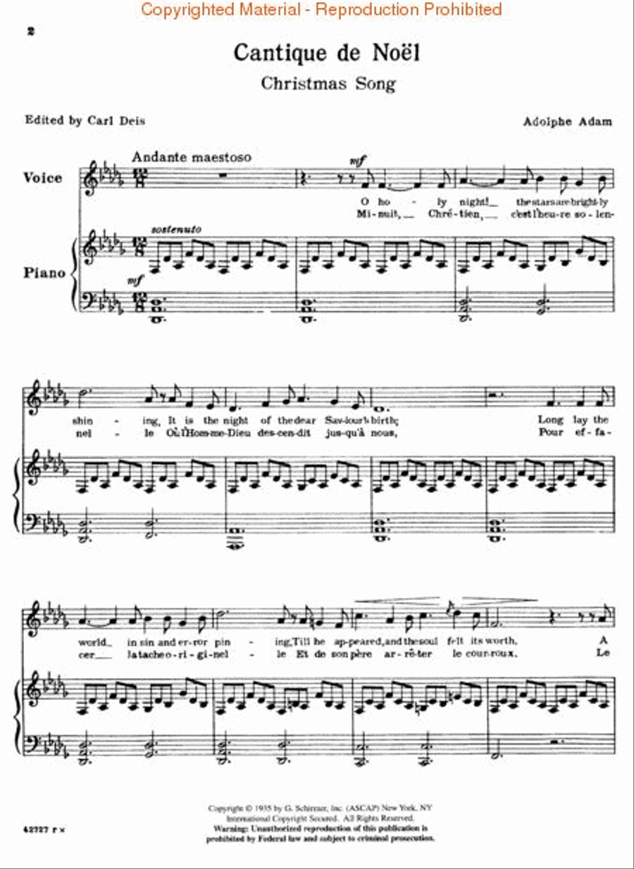 Cantique de Noël (O Holy Night) Medium-High Voice scores gallery preview page 2