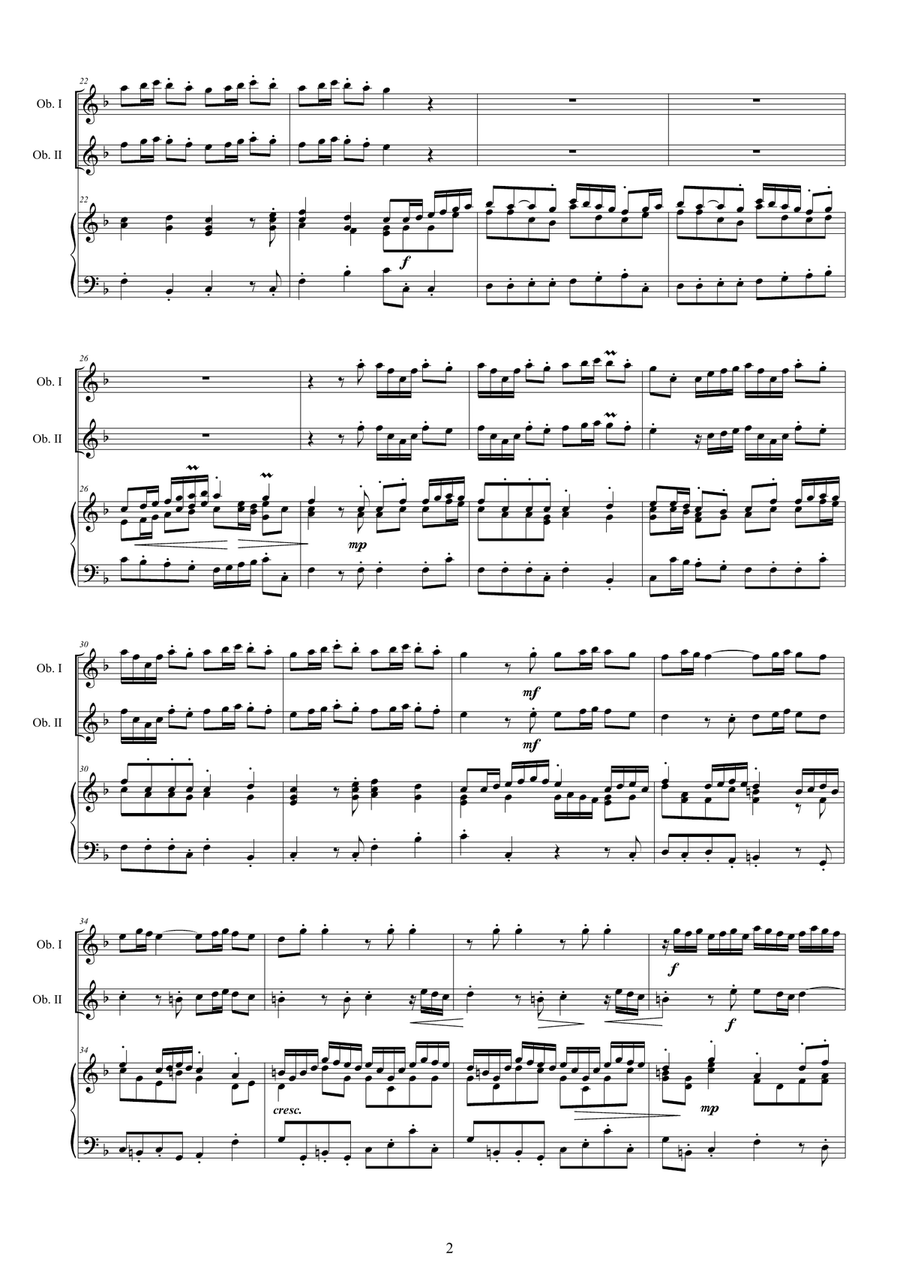 Albinoni - Oboe Concerto No.3 in F major Op.9 for Two Oboes and Cembalo or Piano Harpsichord scores gallery preview page 2