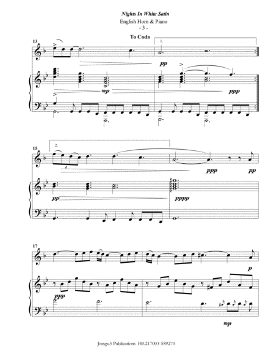 Nights In White Satin English Horn scores gallery preview page 3