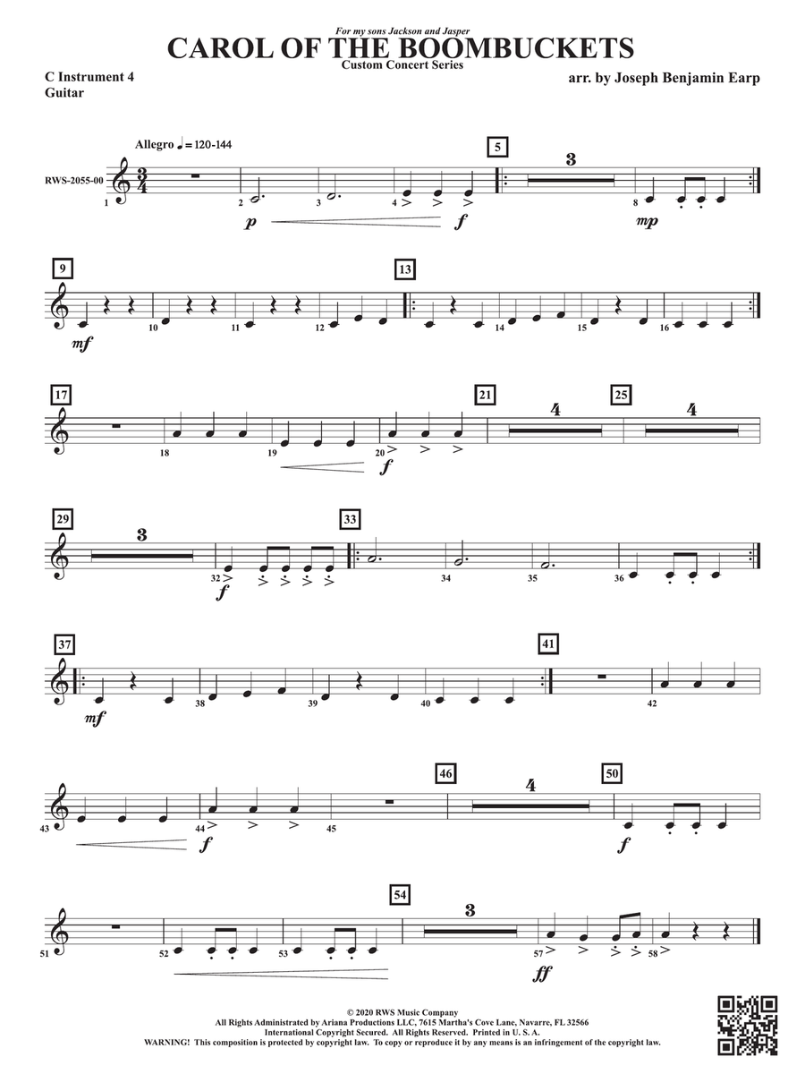 Carol of the Boombuckets: Part 4 - C Instruments T.C. C Instrument scores gallery preview page 1