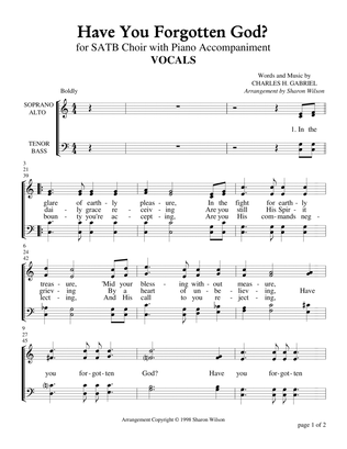 Have You Forgotten God? (for SATB Choir with Piano Accompaniment)