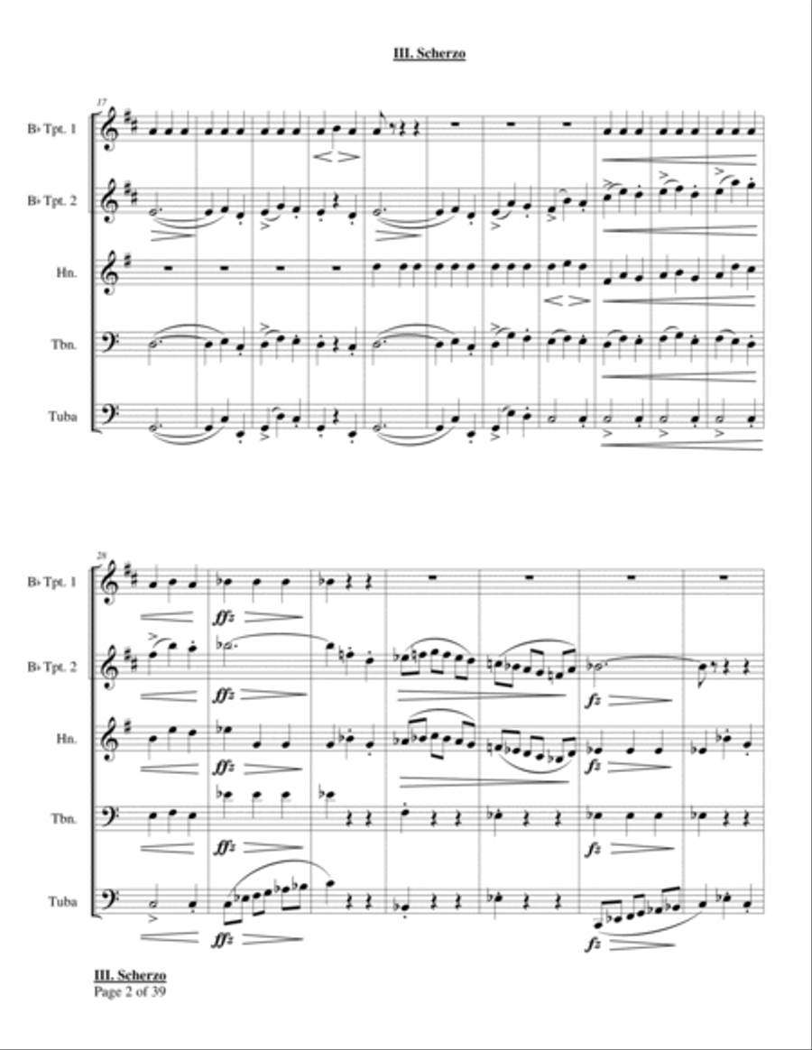 Scherzo from Quintet in C (Schubert, arr. Nunes) Chamber Music scores gallery preview page 2
