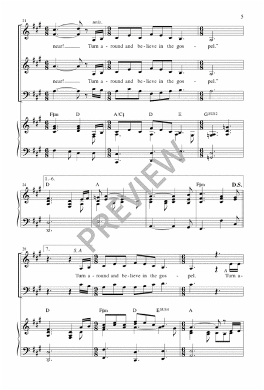 Turn Around SAB scores gallery preview page 6