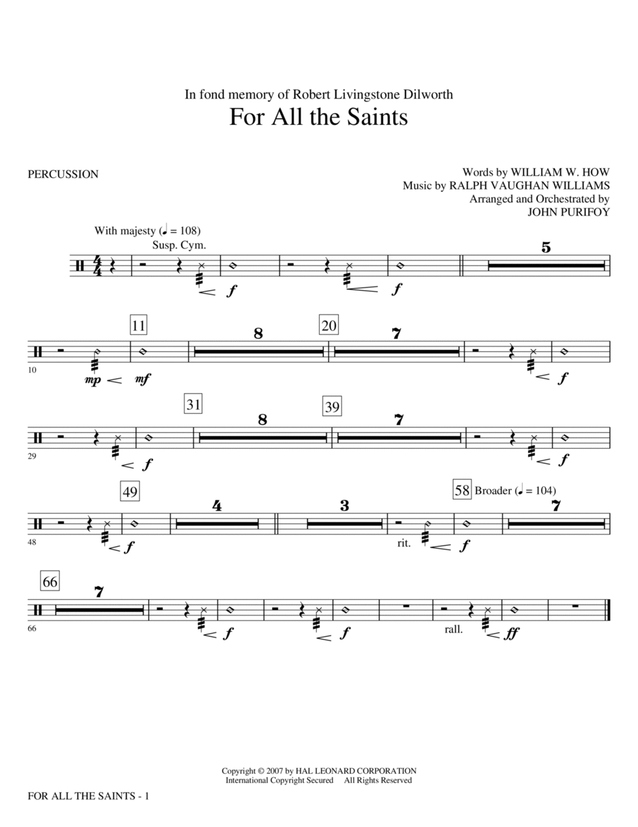 For All The Saints - Percussion Choir scores gallery preview page 1