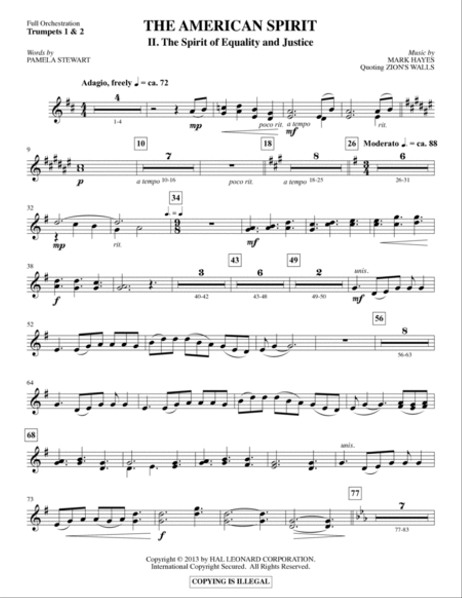 The American Spirit - Bb Trumpet 1,2 Choir scores gallery preview page 4