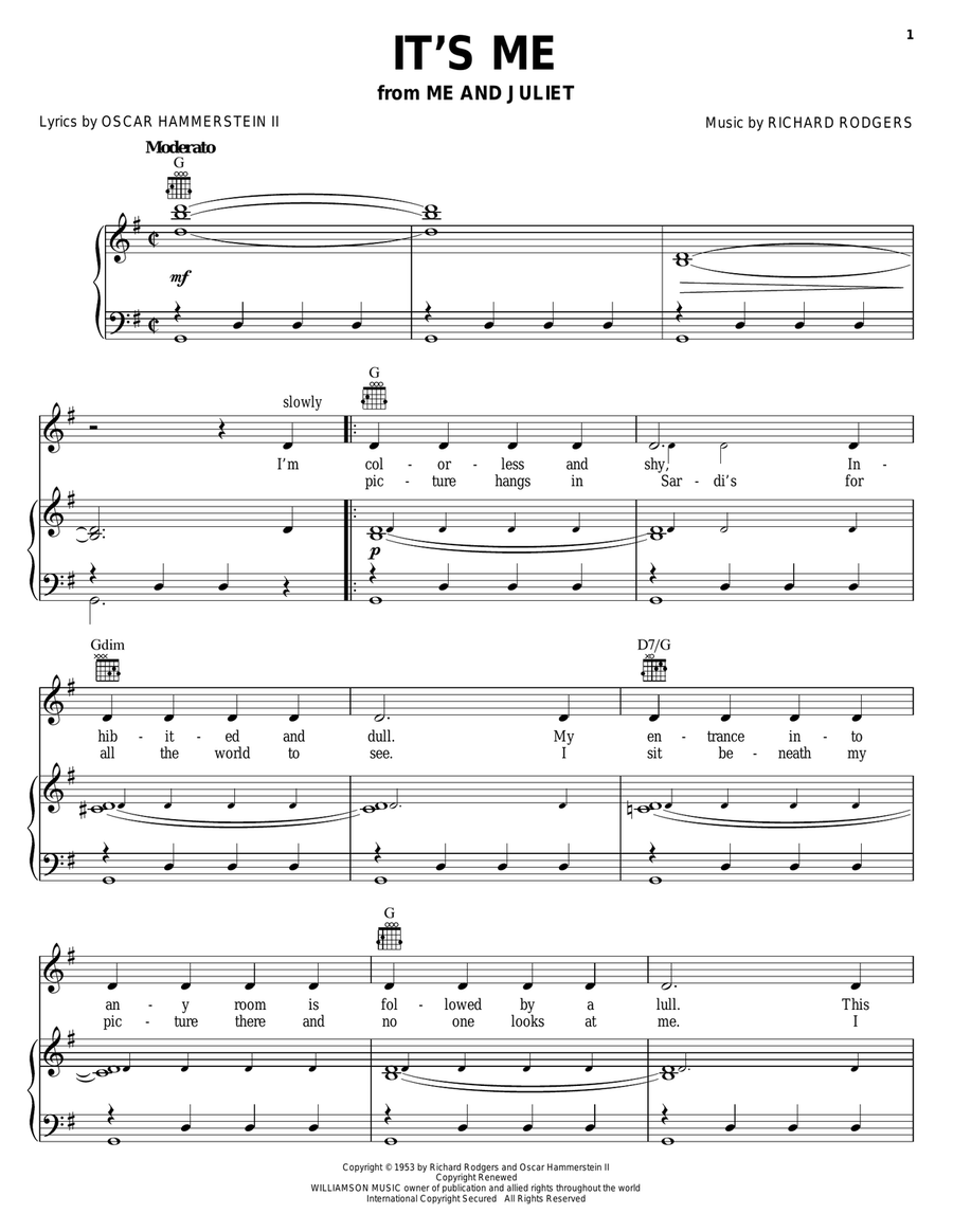 It's Me Piano, Vocal, Guitar scores gallery preview page 1