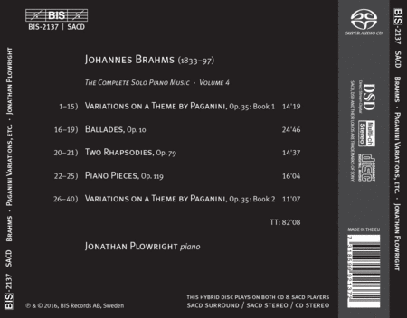 Johannes Brahms: Piano Music, Vol. 4