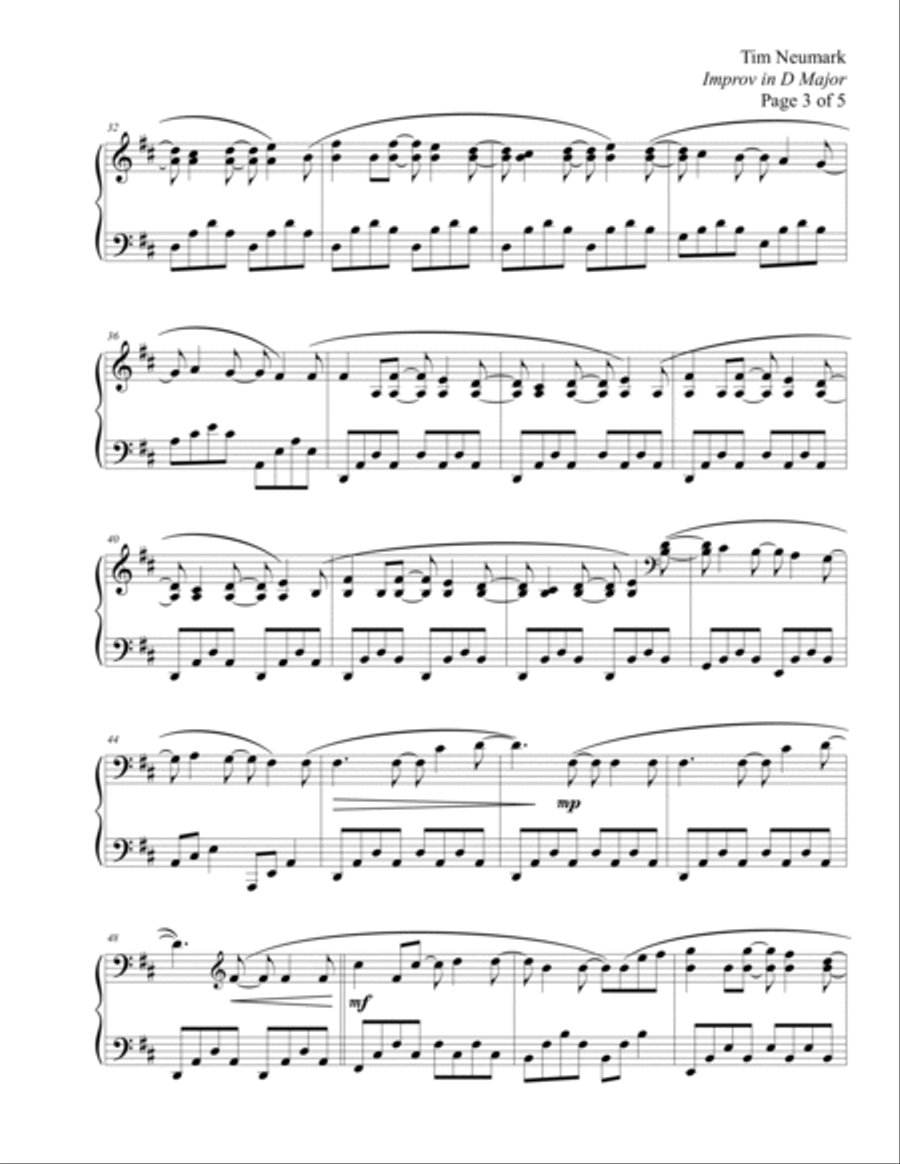 Improv in D Major Piano Solo scores gallery preview page 3