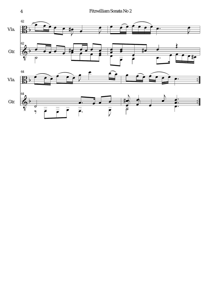 Fitzwilliam Sonata No 2 for viola and guitar String Duet scores gallery preview page 4
