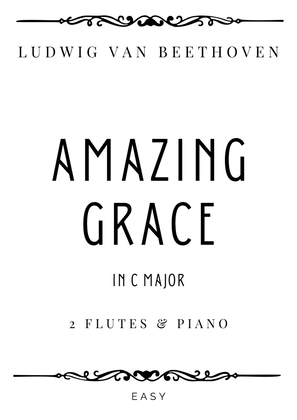 Hymn - Amazing Grace in C Major for 2 Flutes & Piano - Easy
