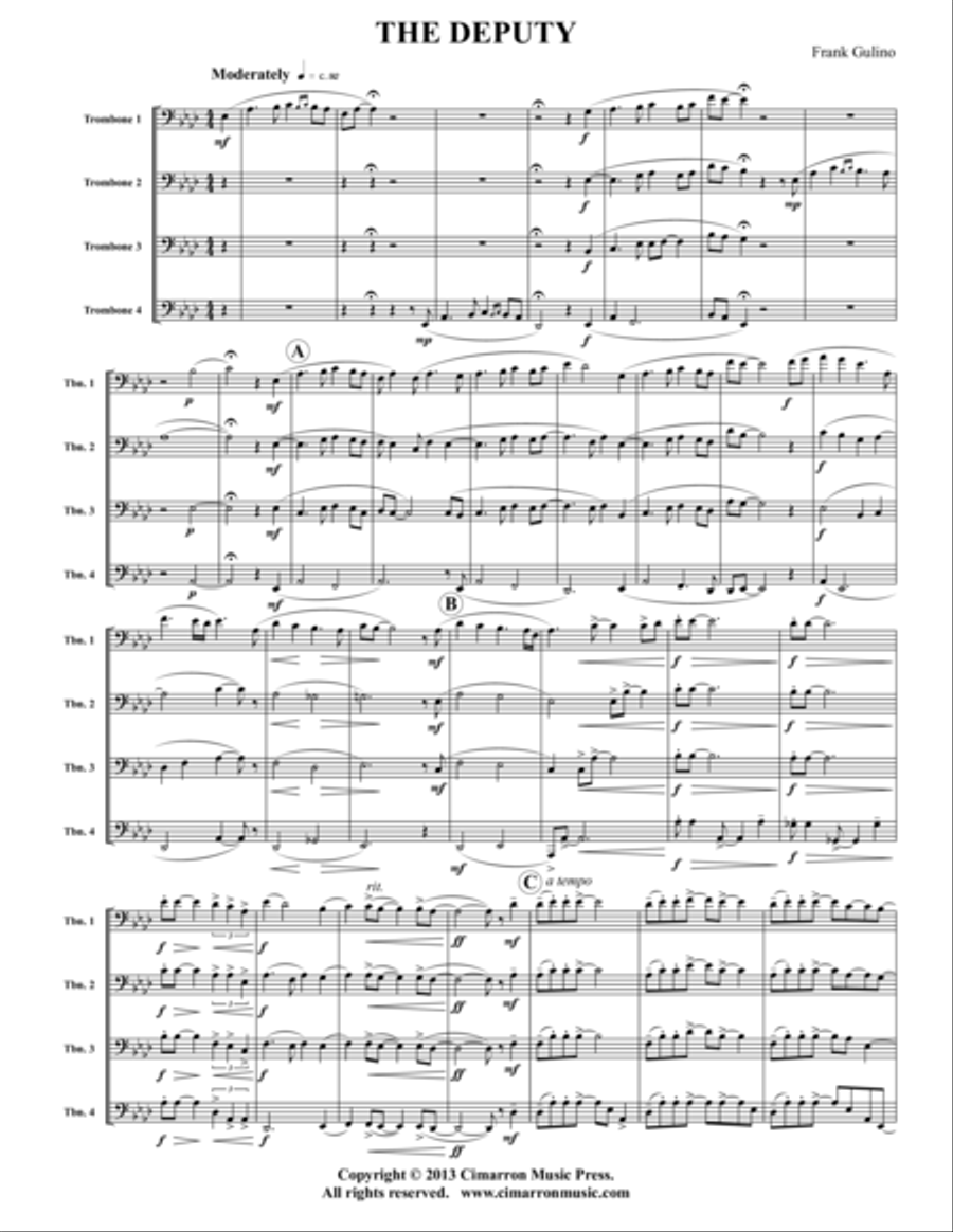 The Deputy Trombone Quartet scores gallery preview page 1