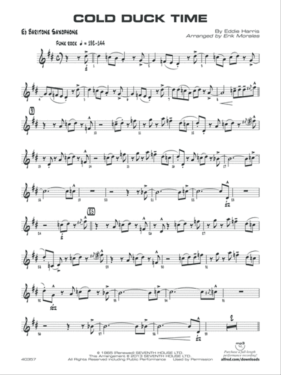Cold Duck Time: E-flat Baritone Saxophone Jazz Ensemble scores gallery preview page 1
