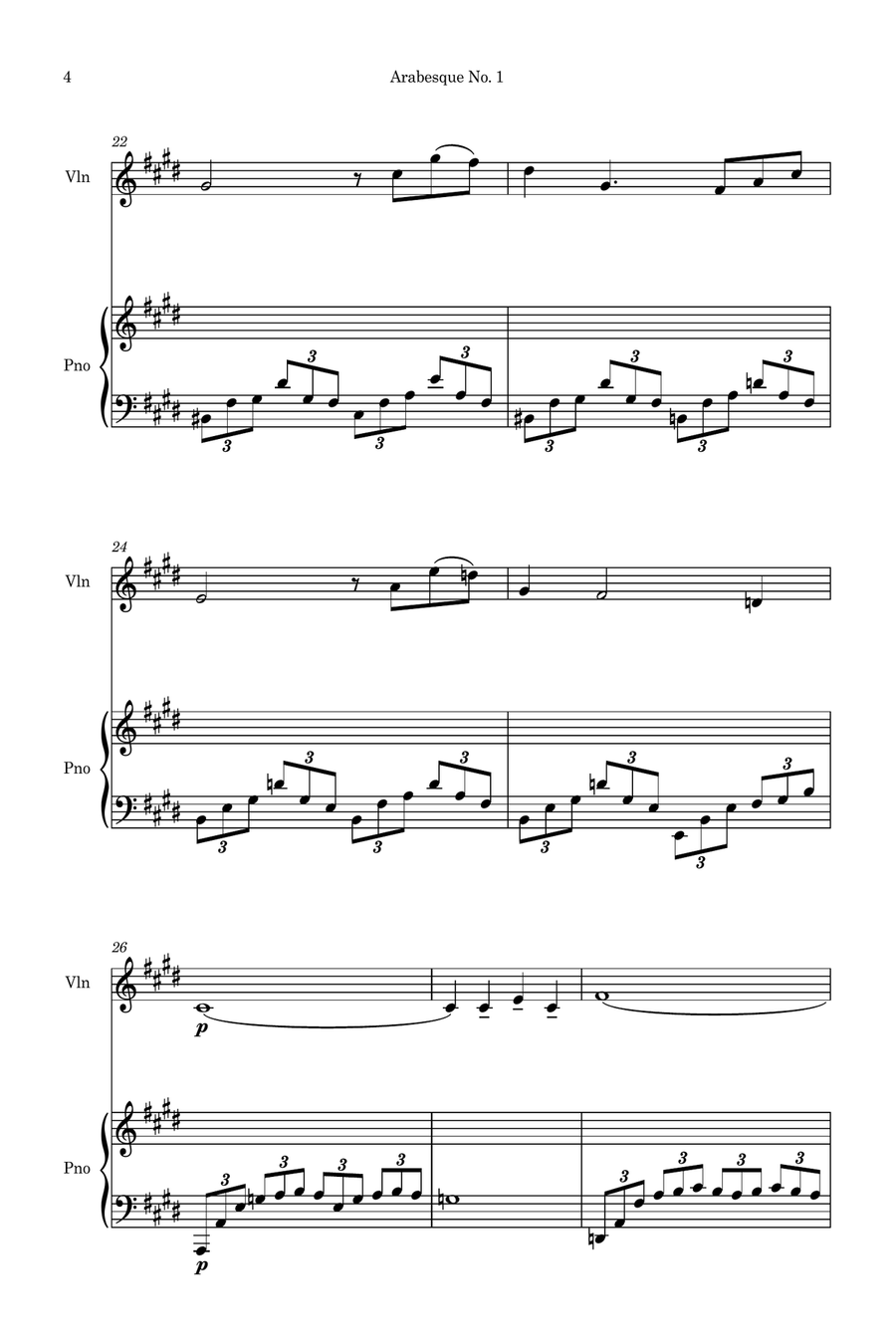 Arabesque No.1 (Simplified for Violin and Piano) Violin Solo scores gallery preview page 4