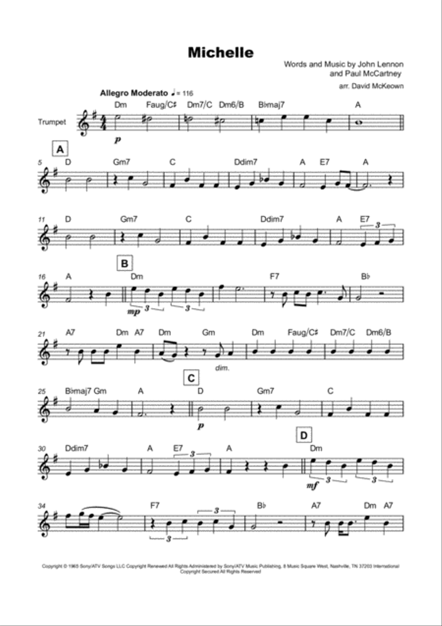 Michelle Trumpet Solo scores gallery preview page 2