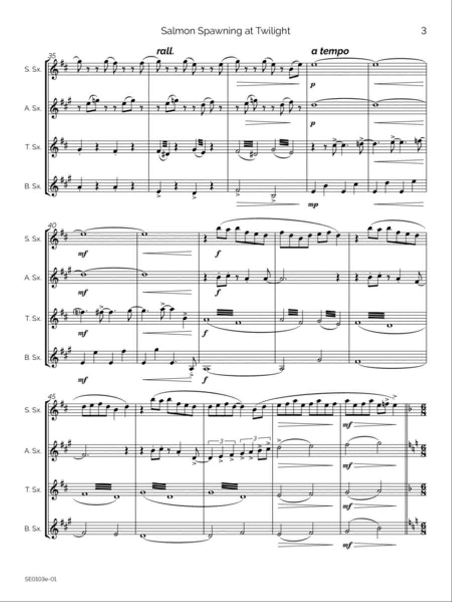 Salmon Spawning at Twilight Saxophone Quartet scores gallery preview page 6
