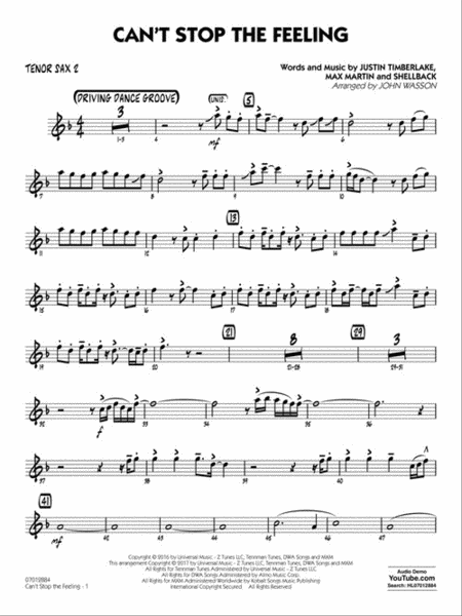 Can't Stop the Feeling Jazz Ensemble scores gallery preview page 4