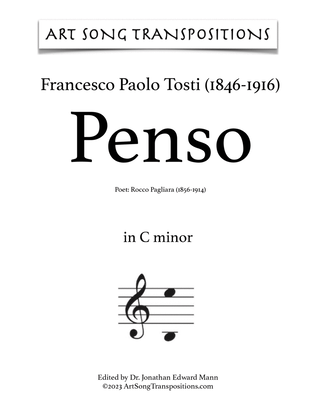 Book cover for TOSTI: Penso (transposed to C minor)