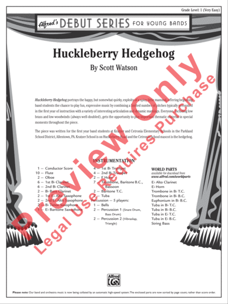 Huckleberry Hedgehog Huckleberry Hedgehog Concert Band scores gallery preview page 2
