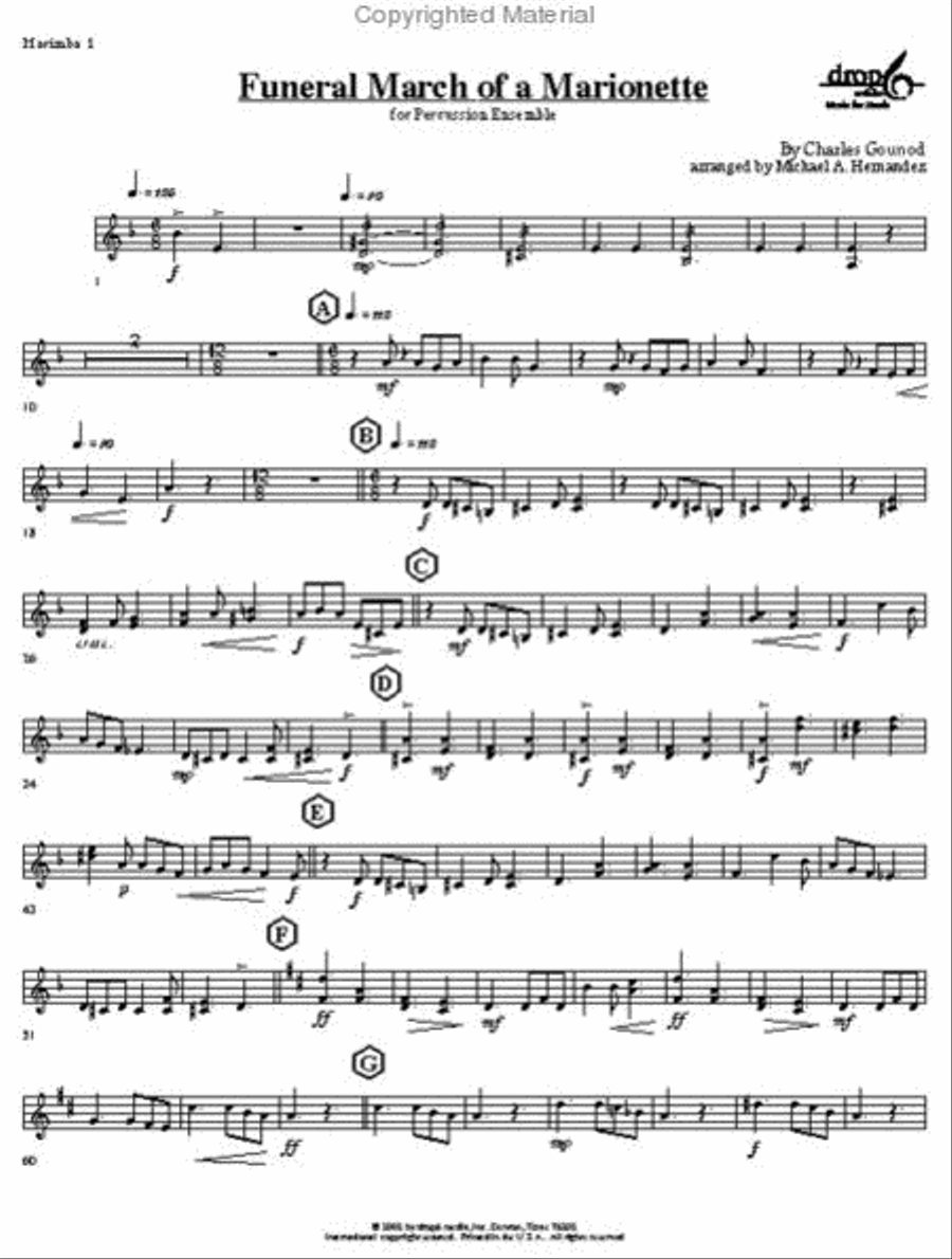 Funeral March of a Marionette Percussion Ensemble scores gallery preview page 3