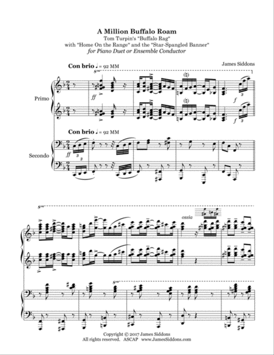 A Million Buffalo Roam (Conductor's Score for Piano Ensemble) 2 Pianos, 4-Hands scores gallery preview page 6