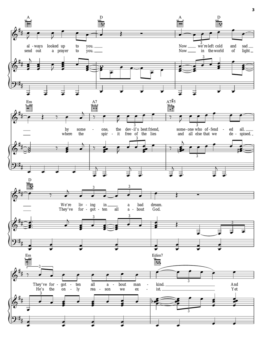 All Those Years Ago Piano, Vocal, Guitar scores gallery preview page 3