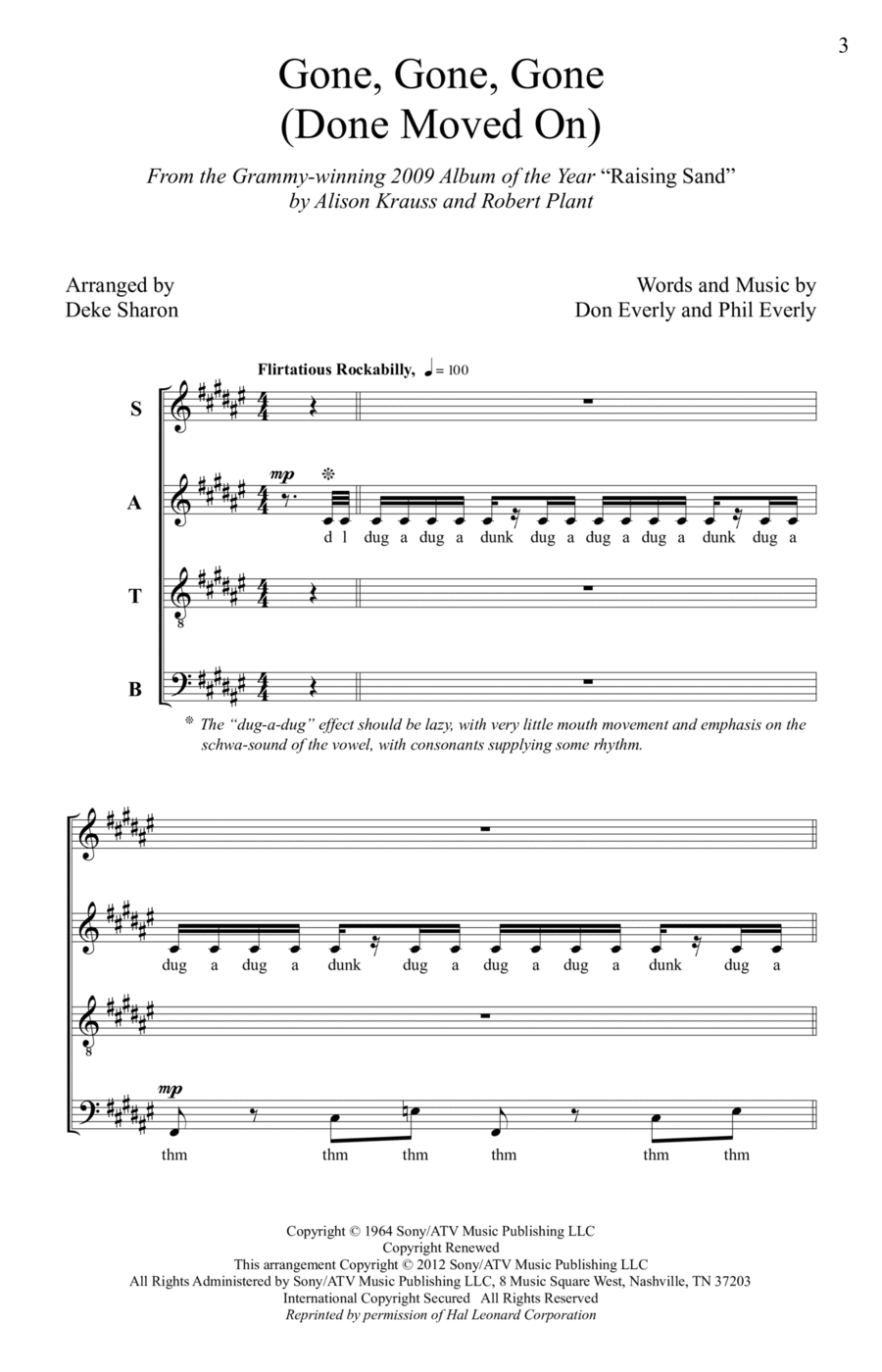 Gone, Gone, Gone (Done Moved On) 4-Part scores gallery preview page 1