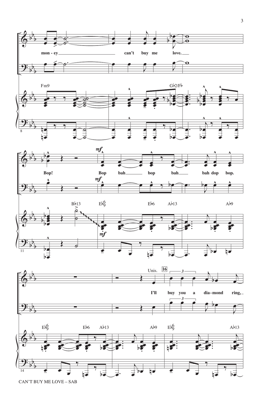 Can't Buy Me Love (arr. Kirby Shaw) 3-Part scores gallery preview page 2