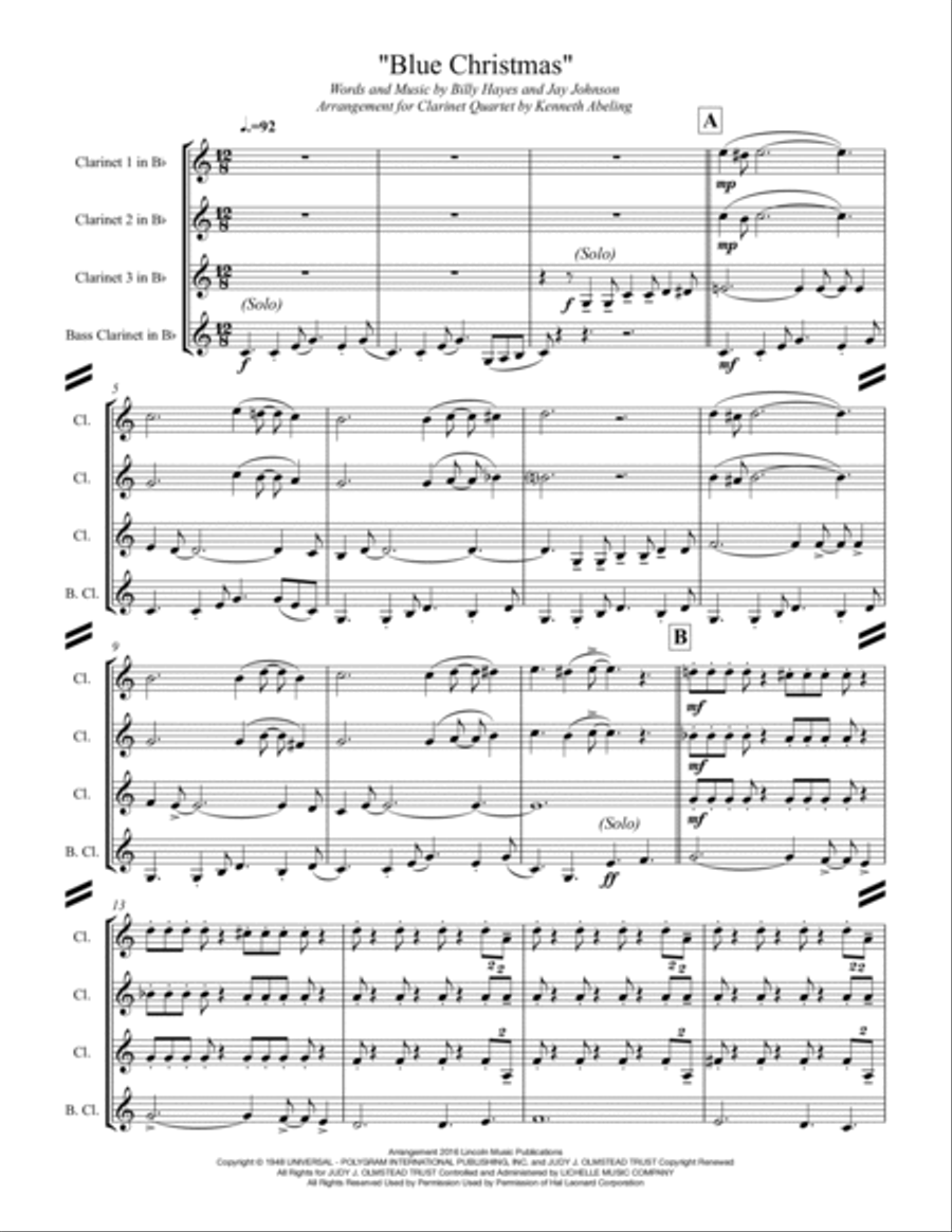 Blue Christmas Woodwind Ensemble scores gallery preview page 2