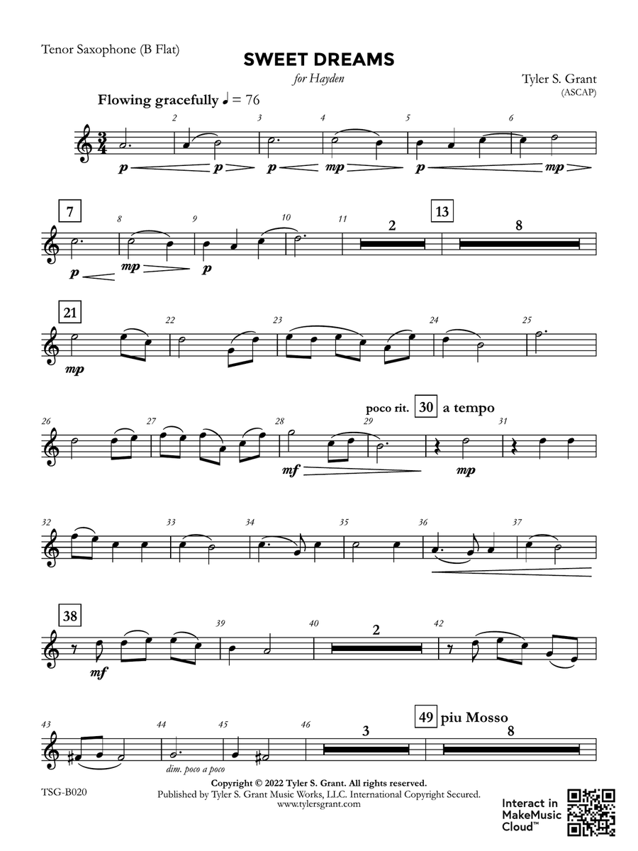 Sweet Dreams: B-flat Tenor Saxophone