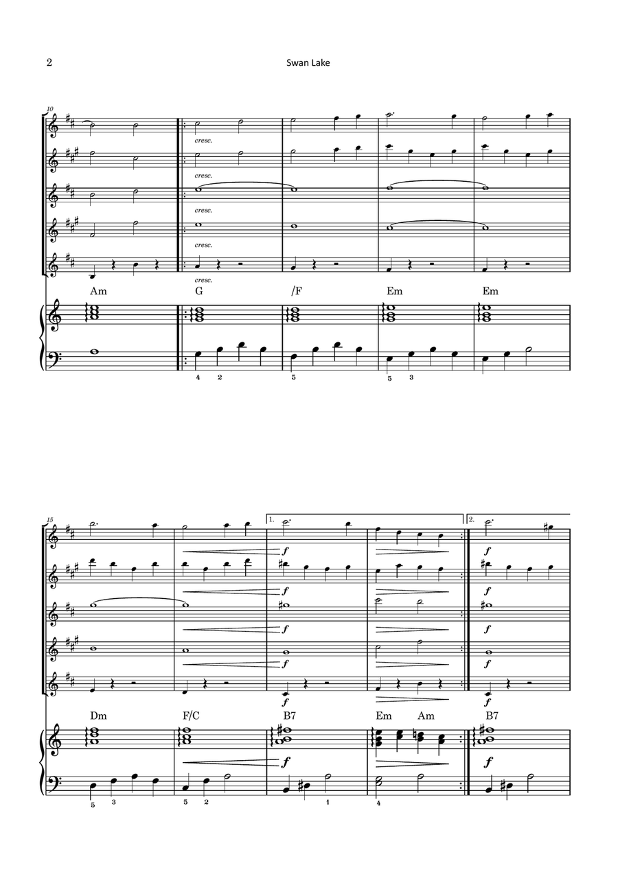 Swan Lake Saxophone Quintet scores gallery preview page 2