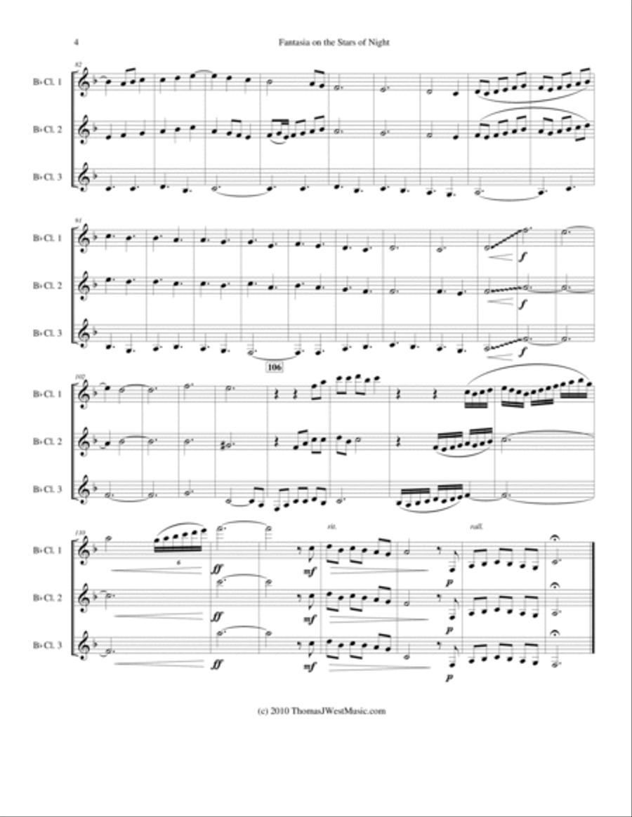 Fantasia on the Stars of Night Clarinet Trio - Grade 3 Clarinet Trio scores gallery preview page 4