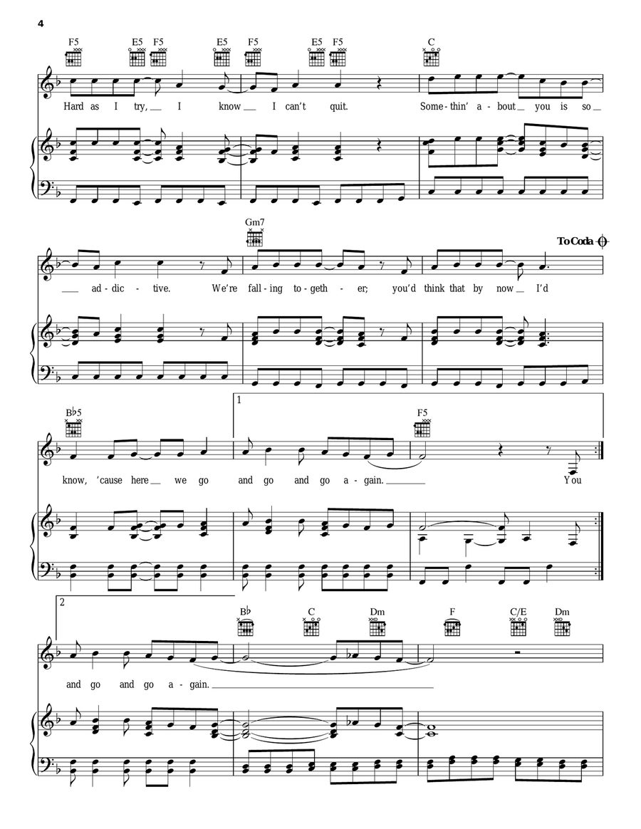Here We Go Again Piano, Vocal, Guitar scores gallery preview page 4