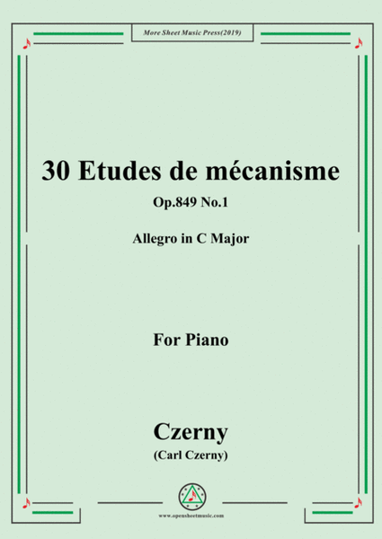 Czerny-30 Etudes de mécanisme,Op.849 No.1,Allegro in C Major,for Piano image number null