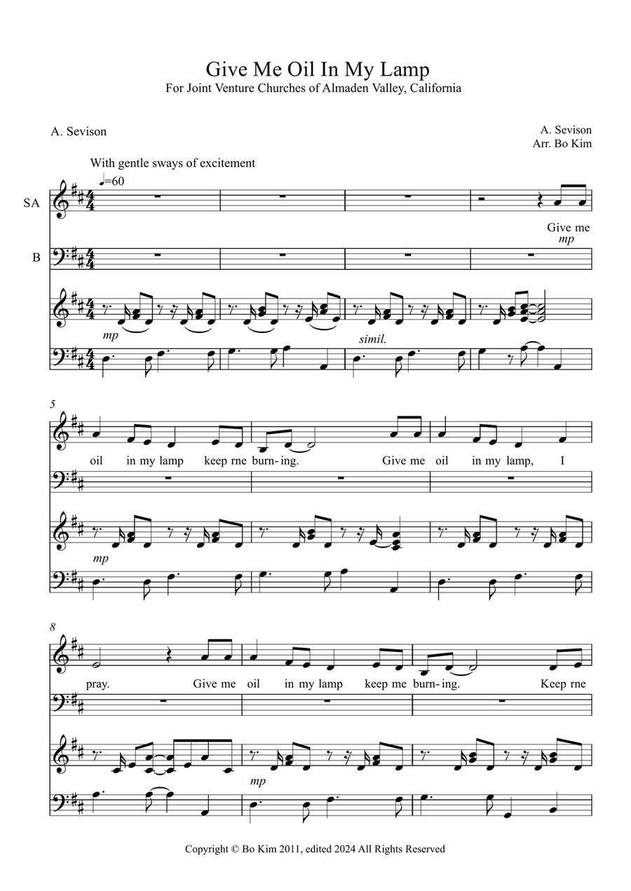 Give Me Oil In My Lamp Give Me Oil In My Lamp 3-Part scores gallery preview page 1