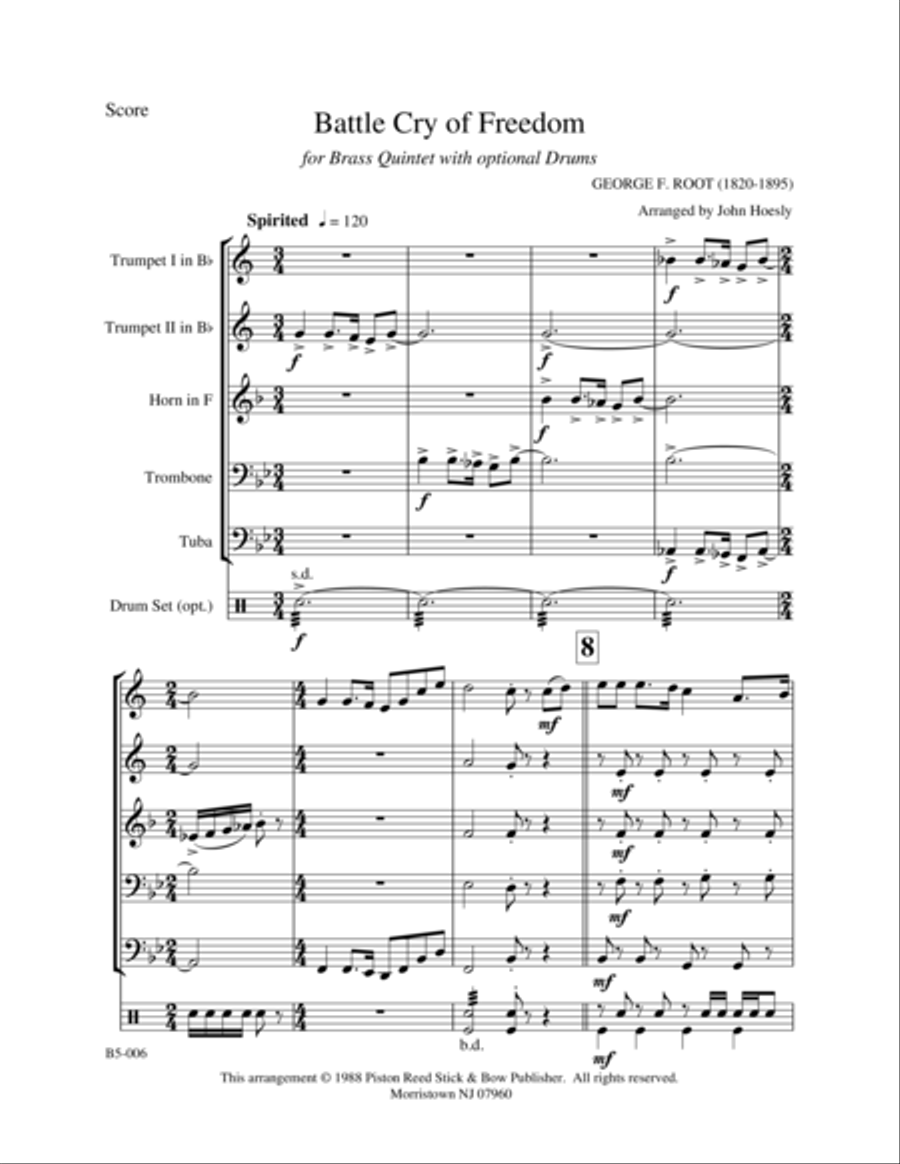 Battle Cry of Freedom- brass quintet Brass Quintet scores gallery preview page 1