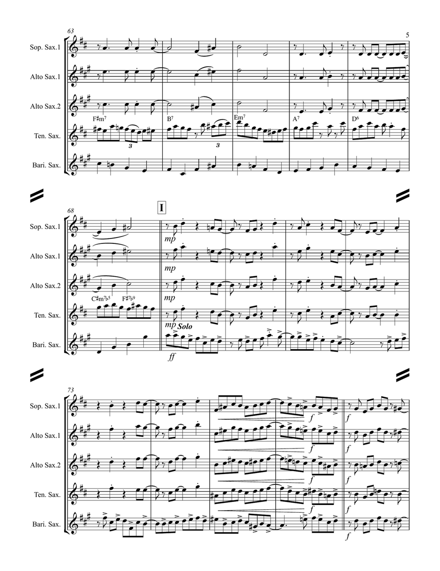 Fly Me To The Moon (in Other Words) Saxophone Quartet scores gallery preview page 6