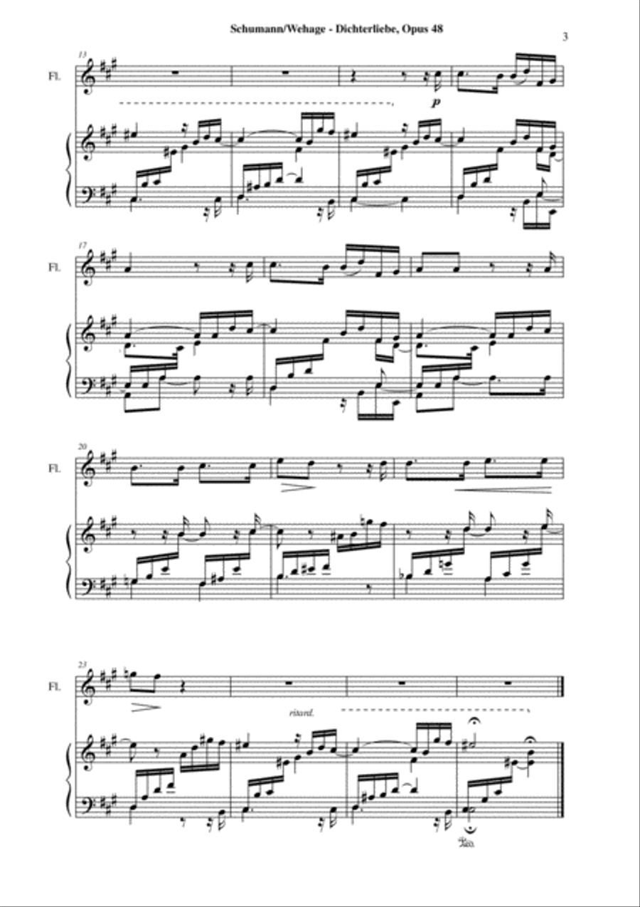 Robert Schumann: Dichterliebe, Opus 48, arranged for flute and piano Robert Schumann: Dichterliebe, Opus 48, arranged for flute and piano Flute Solo scores gallery preview page 3