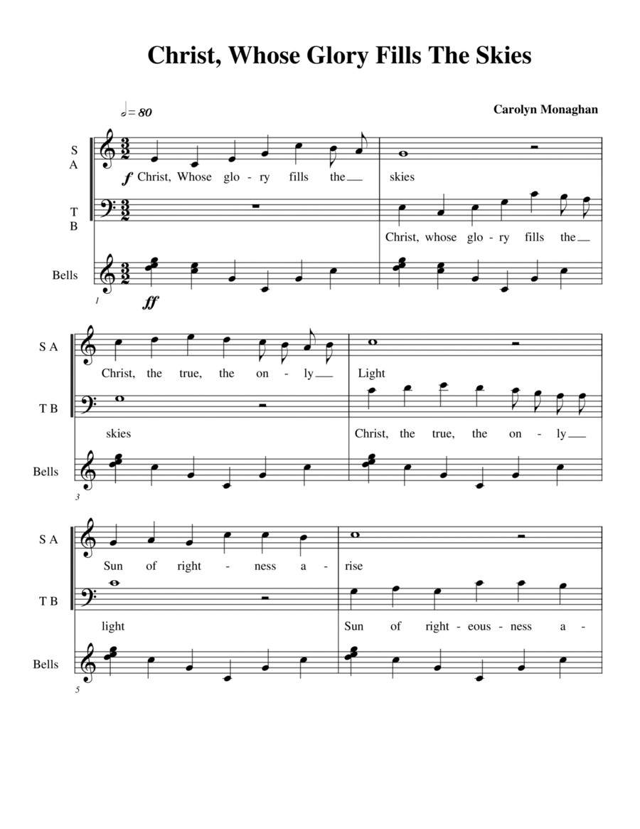 Christ Whose glory fills the sky 4-Part scores gallery preview page 1
