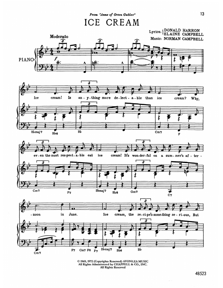 Ice Cream (from Anne Of Green Gables) Piano, Vocal scores gallery preview page 1