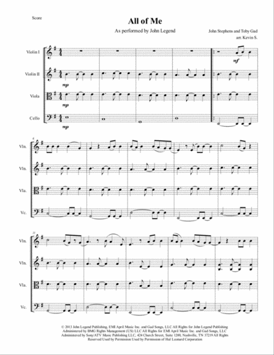 All Of Me String Quartet scores gallery preview page 2