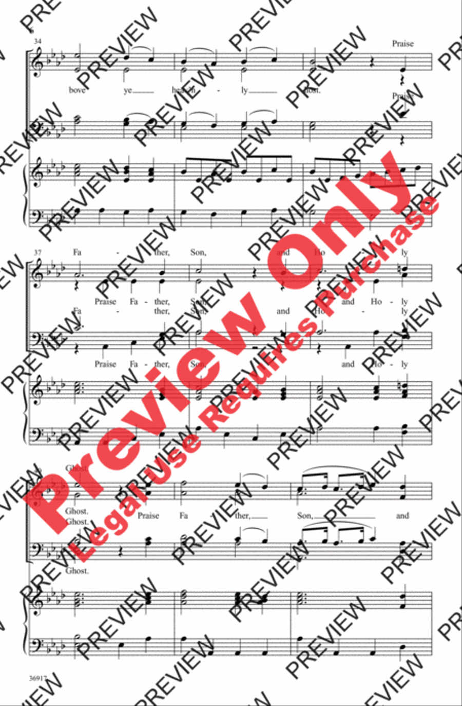 Praise God from Whom All Blessings Flow 4-Part scores gallery preview page 6