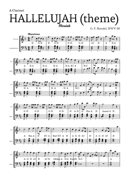 Aleluia (HALLELUJAH), of the Messiah - for A Clarinet and accompaniment image number null