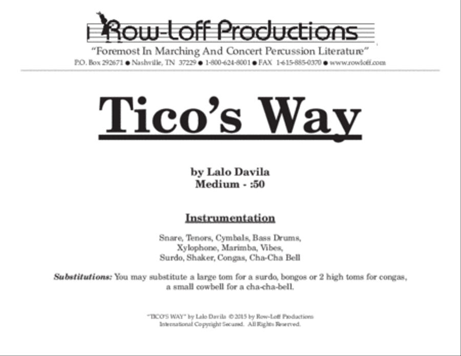 Tico's Way Tico's Way Percussion Ensemble scores gallery preview page 2