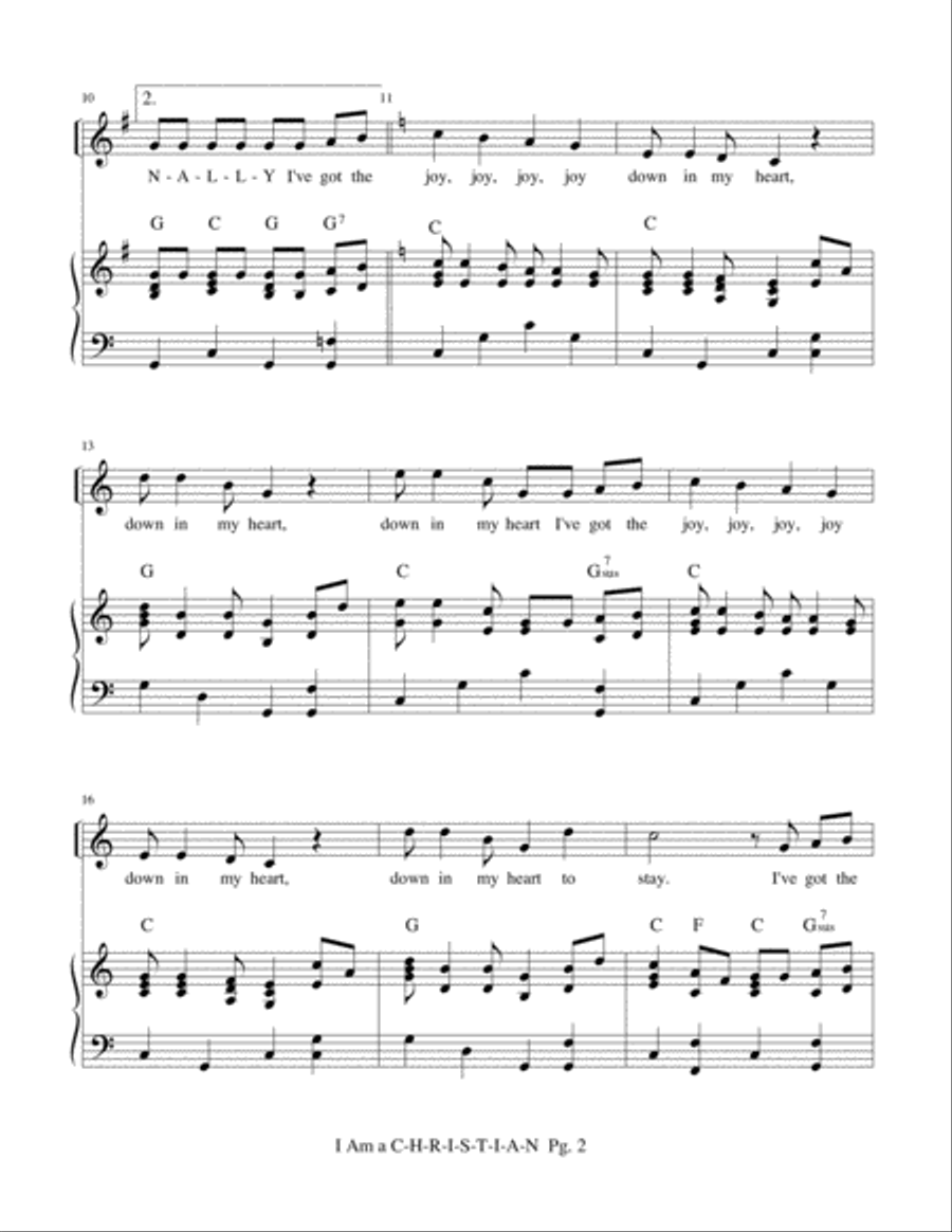 I Am A C-H-R-I-S-T-I-A-N, Down In My Heart Voice scores gallery preview page 2