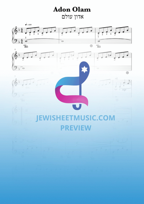 Book cover for Adon Olam. אדון עולם. Easy jewish piano sheet music.