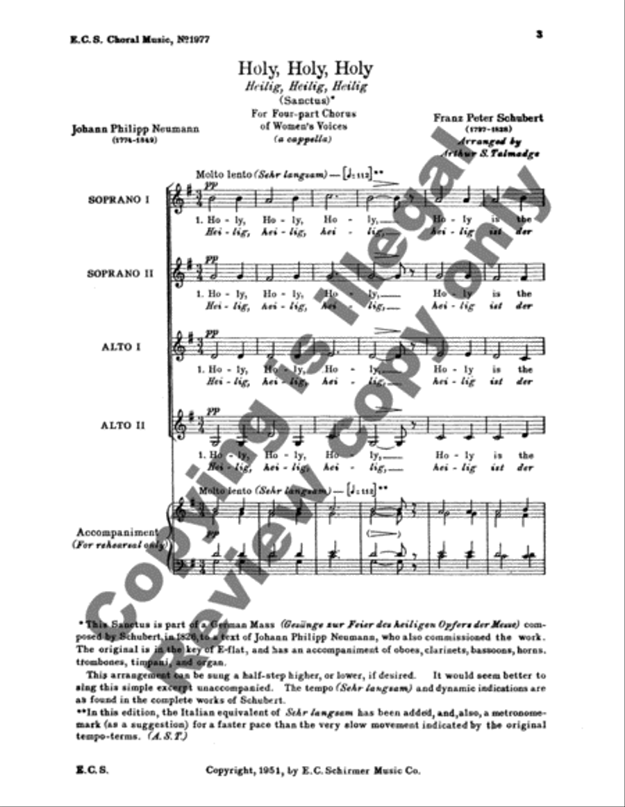 Holy, Holy, Holy (Heilig, Heilig, Heilig) SSAA scores gallery preview page 3