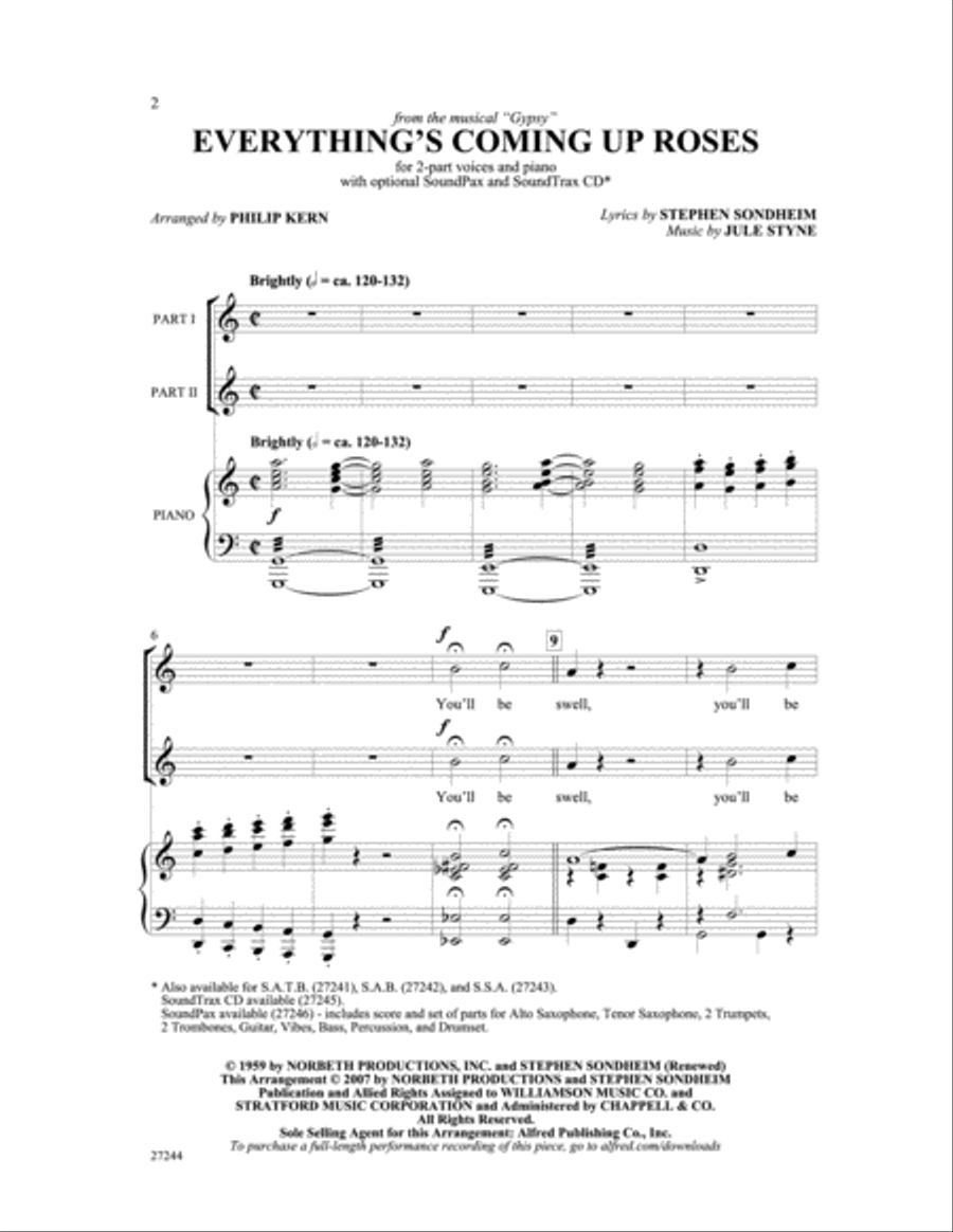 Everything's Coming Up Roses 2-Part scores gallery preview page 2