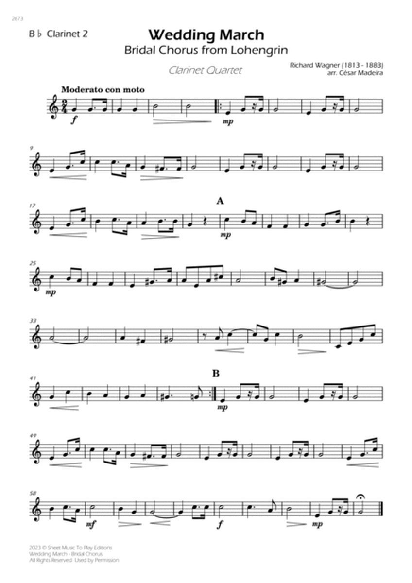 Wedding March (Bridal Chorus) - Clarinet Quartet (Individual Parts) image number null