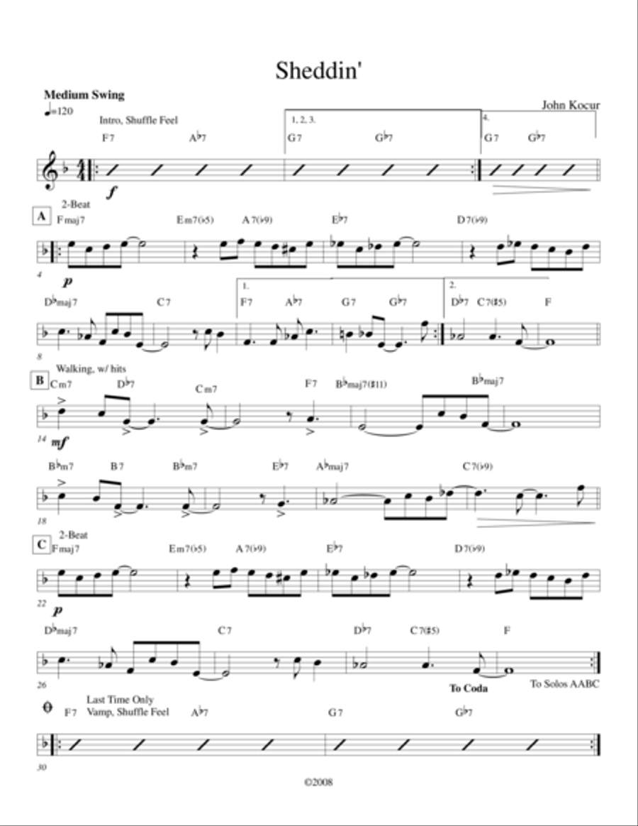 Sheddin' Sheddin' Jazz Ensemble scores gallery preview page 1